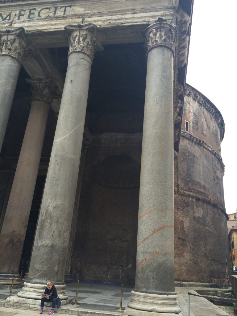 The Panethon's mighty columns date from 125 CE. It is the best preserved building from ancient Roma. 