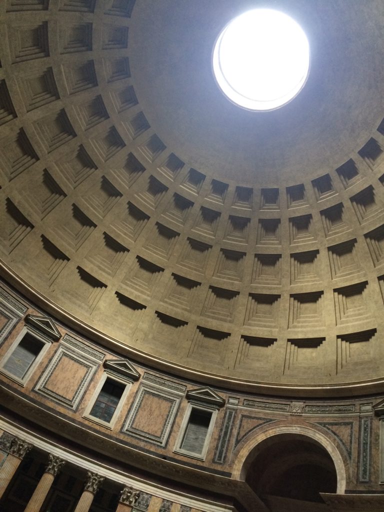 Light floods from the oculus into the Pantheon's interior.