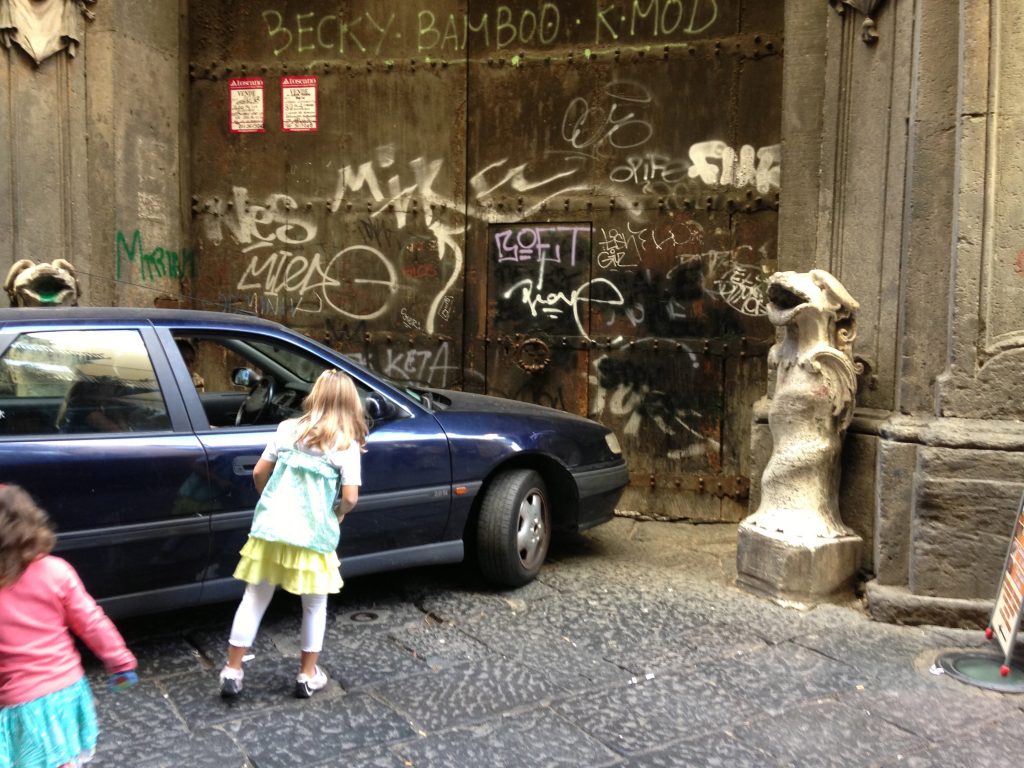 Busy Spaccanapoli entryway.