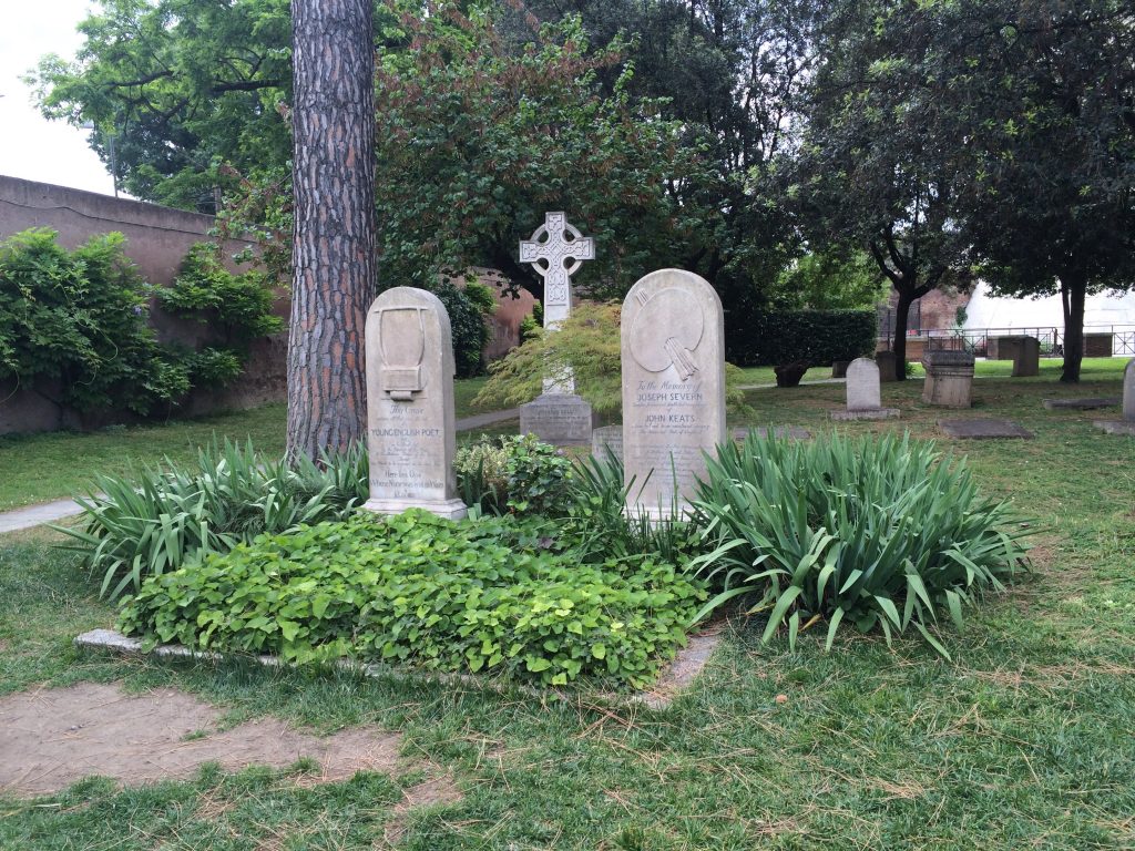 The poet John Keats rests here. Percy Shelley also is buried in this idyllic cemetery. 