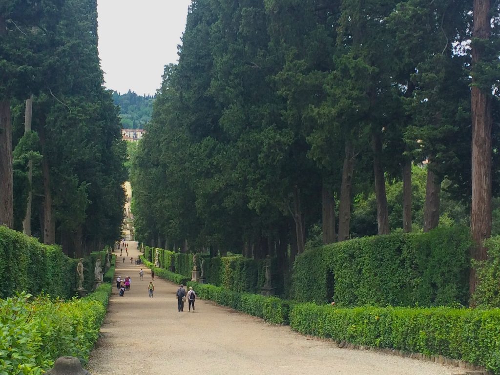 Viottolone, majestic cypress avenue lined with statues carved in 16th and 17th centuries.