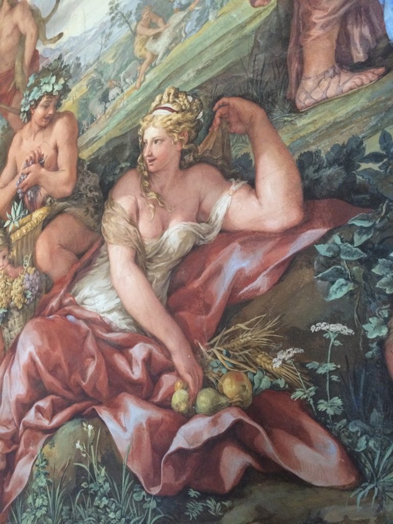 Detail of 'Four Ages of the World', wall frescoes by Pietro da Cortona in the Salla della Stufa.