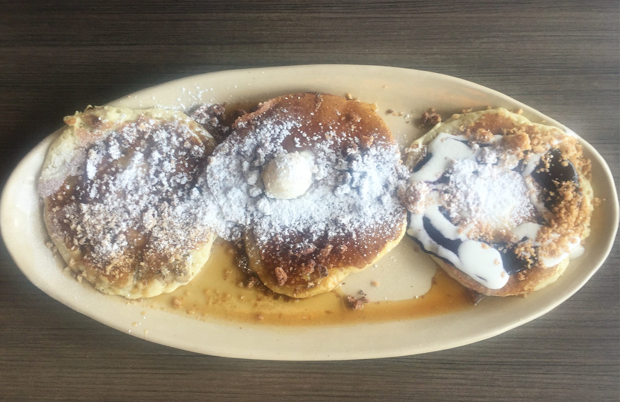 Snooze's pancake flight is a great way to sample multiple flavors.