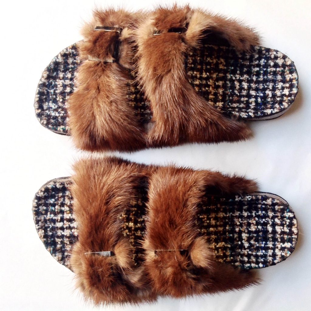 Furry Lab mink sandals $560, at TTH Forty Five Ten