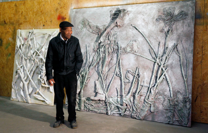 Thornton Dial's show at the MFAH in 2005, curated by Wardlaw, was epic. (Mr. Dial photographed in his Alabama studio, 2011 by Josh Anderson for "The New York Times")