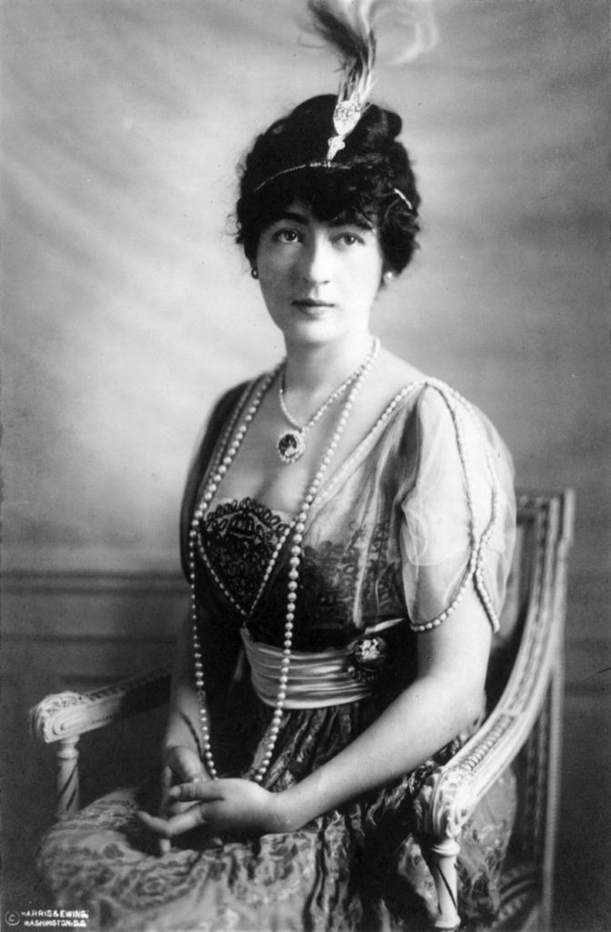 Betty's mother-in-law, Evalyn Walsh McLean, wearing the Hope Diamond, 1913