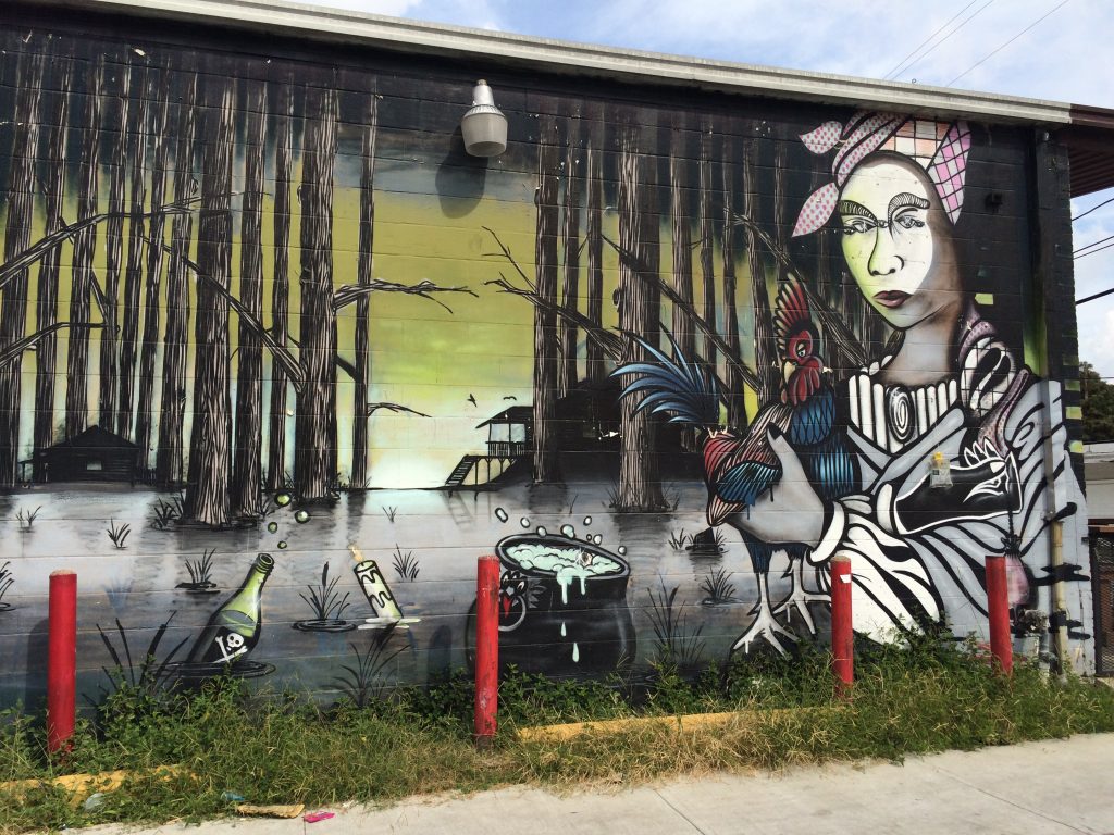 The VooDoo Queen herself painted on a mural outside the bar.