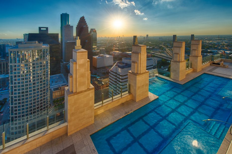 Market Square Tower's pool takes swimming to new heights.