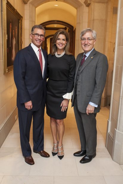 Kenny and Lisa Troutt stand with Robert P. George, the featured speaker of the Council for Life's annual Troutt Lecture Series, held a few weeks before the luncheon. (Photo by Mark Nelson)