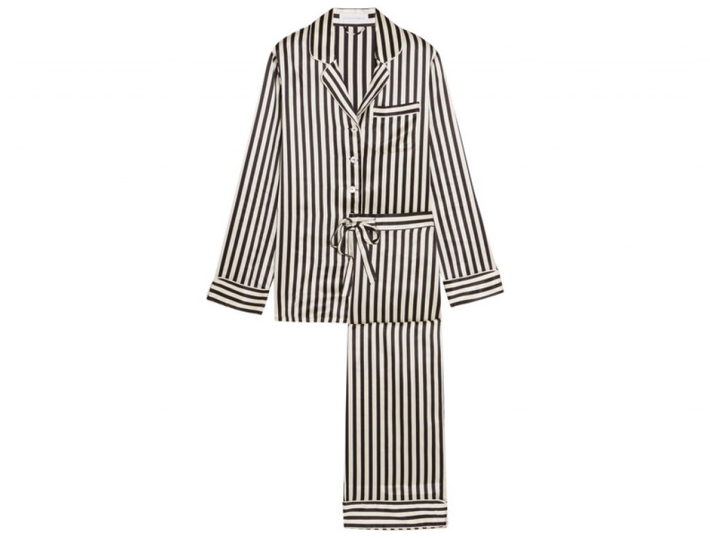 Whether traveling cross country, engaging in a staycation, or jetting towards an international getaway, a quality set of pyjamas is essential while on the road. This silk/satin ensemble from Olivia von Hale is sure to keep you comfortable no matter 