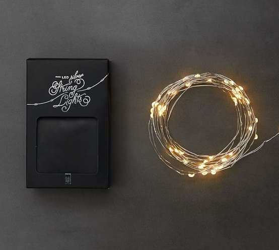 Set the scene with the ultimate mood lighting...pick up a few of these twinkly strands to hang around your private theater. $24.50, at <a href="http://www.potterybarn.com/products/silver-led-string-lights/?cm_src=AutoCSLPIP">Pottery Barn.</a>