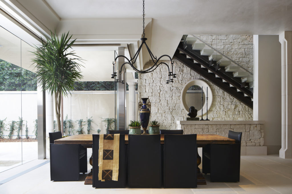 Dining room, Sees Design. Chairs from Scott + Cooner. Formations chandelier from Culp Associates.