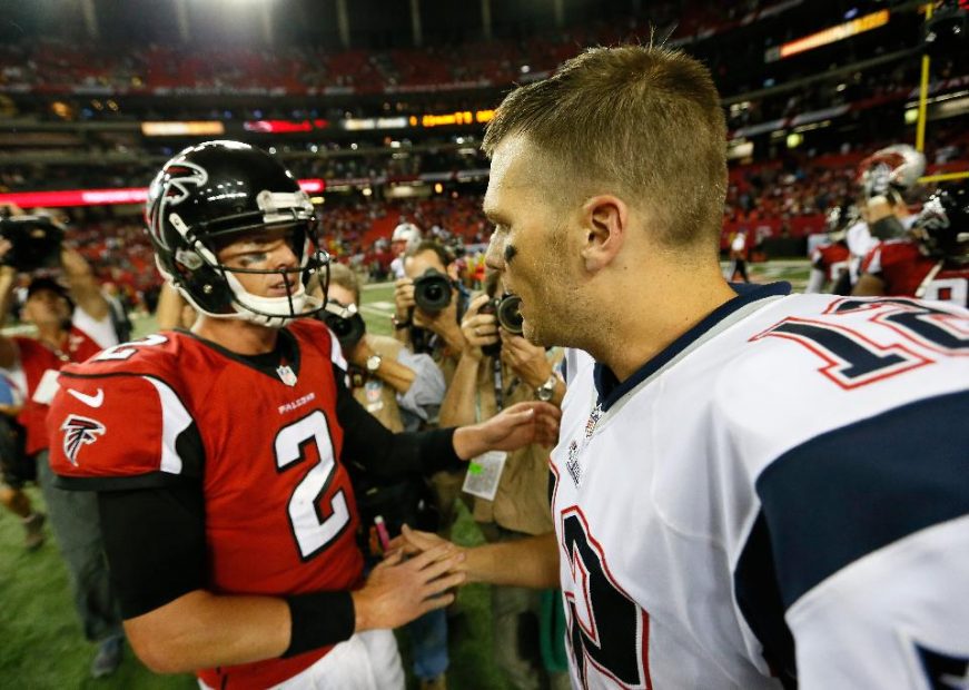 It's the Atlanta Falcons vs. the New England Patriots, and Matt Ryan against Tom Brady, in Houston's Super Bowl.