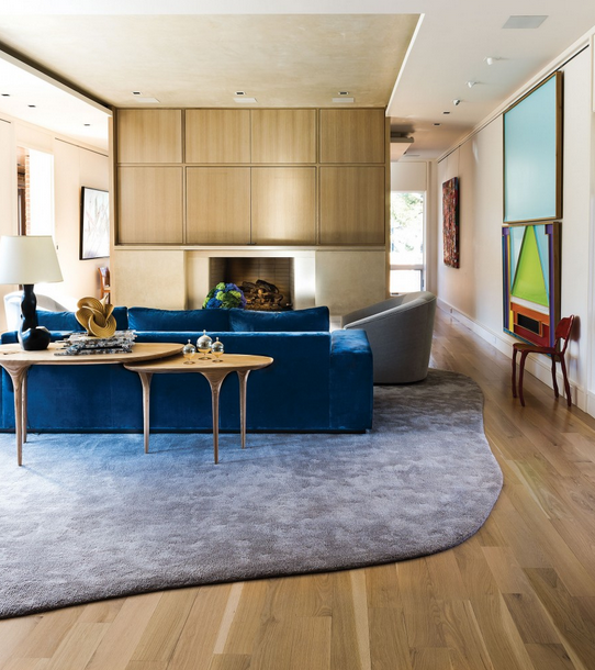 (10) In the living room, the rug from Tai Ping Carpets was custom-designed by Jeffrey Lee of Grange Hall. The pair of sculptural tables was designed by Lee and custom-made by Michael Wilson Design in Wimberley. Lobmeyr candy jars and cast-bronze lamp from Grange Hall. The elephant-hide sculpture is Erik and Martin Demaine's "Untitled," 2011. Handmade book is Kim Jones' "Untitled," 1970-1992.