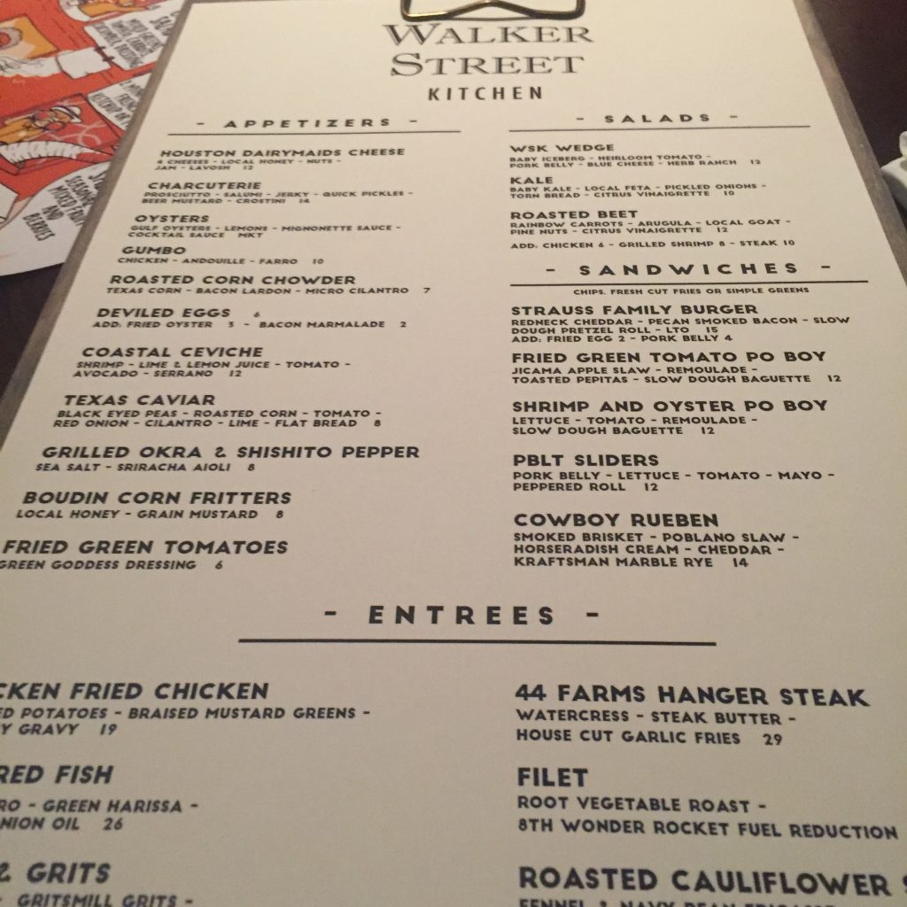 Walker Street Kitchen Houston Menu Walker Street Kitchen Houston Menu