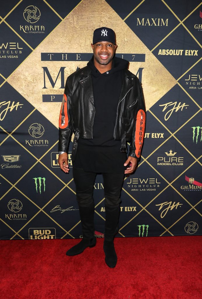 HOUSTON, TX - FEBRUARY 04: NFL player Marcedes Lewis arrives at the Maxim Super Bowl Party on February 4, 2017 in Houston, Texas.  (Photo by John Parra/Getty Images for Maxim)