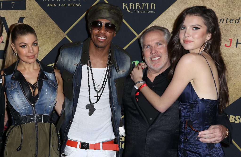HOUSTON, TX - FEBRUARY 05:  (L-R) Singer Fergie, TV personality Nick Cannon, attorney Thomas J. Henry, and Maya Henry arrive at the Maxim Super Bowl Party on February 5, 2017 in Houston, Texas.  (Photo by John Parra/Getty Images for Maxim)