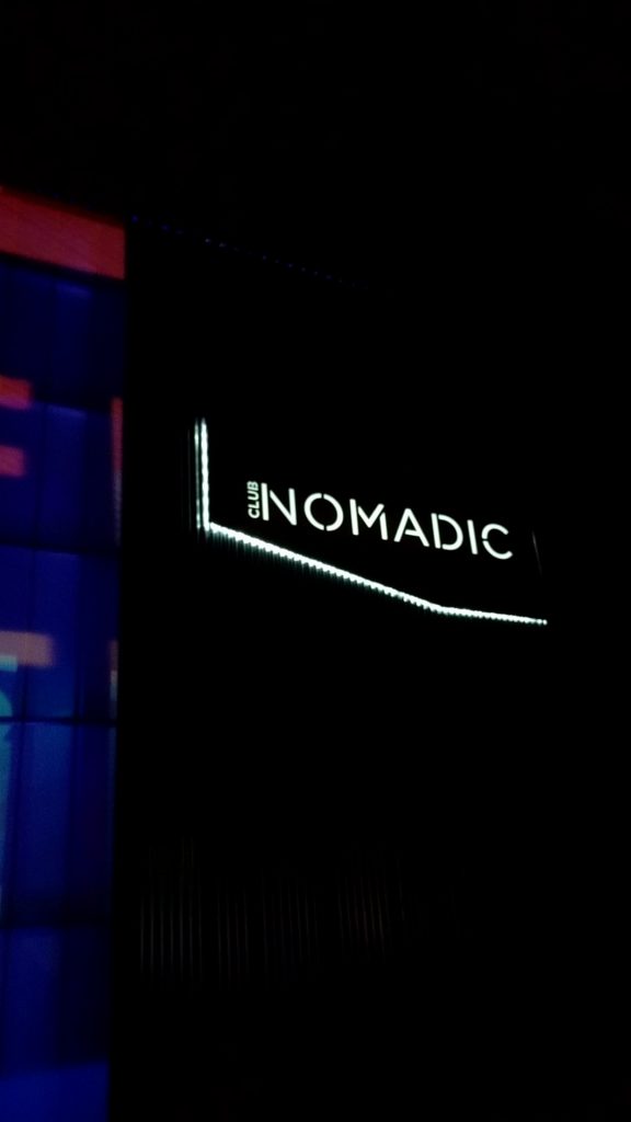 An outside sign for Club Nomadic, after the crowds left the venue Friday night. (Photo Matthew Ramirez)