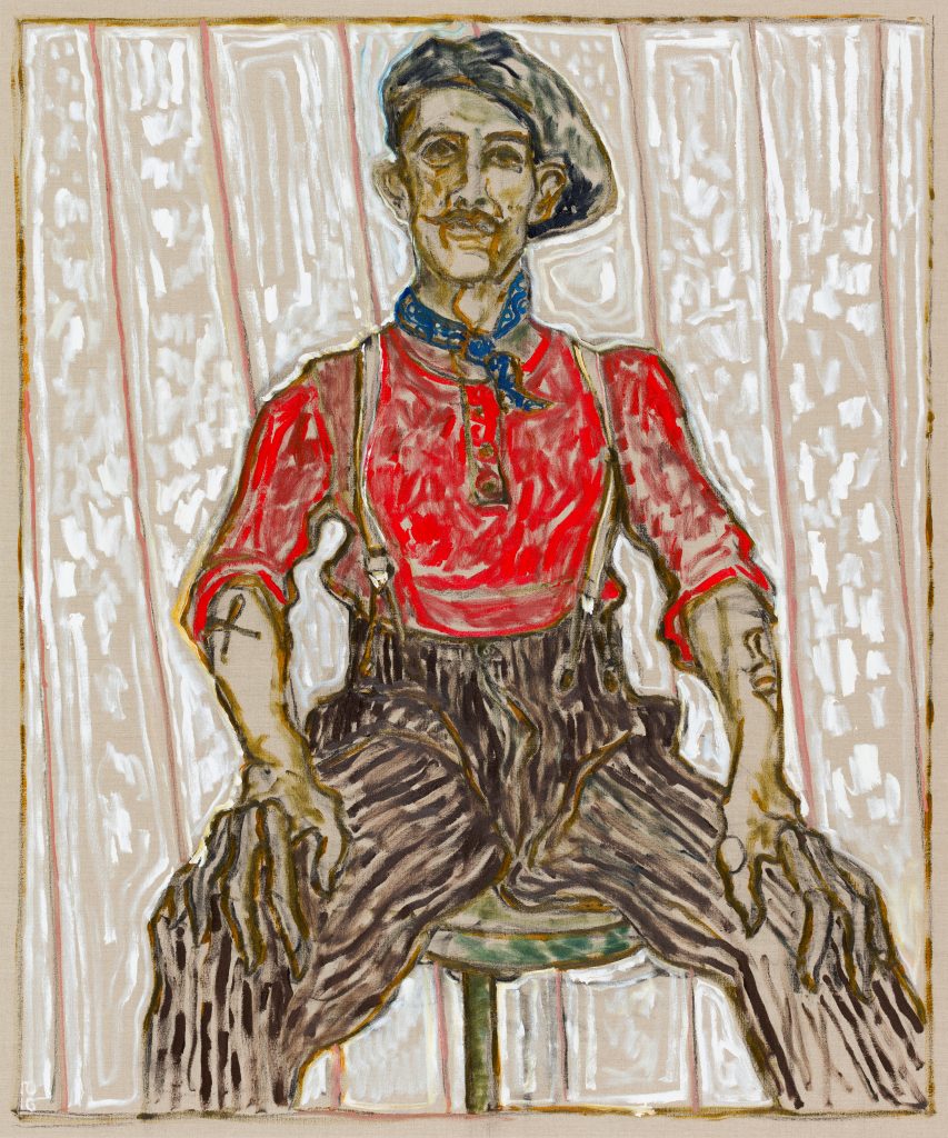 Billy Childish's "Self Portrait Wearing Red Shirt," at The Goss-Michael Foundation (Courtesy the artist and Carl Freedman Gallery, London) 