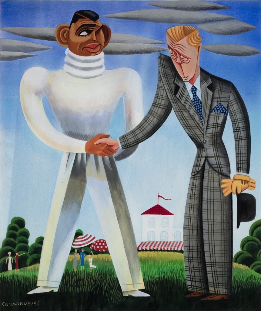 Miguel Covarrubias' "Clark Gable vs. Edward, Prince of Wales," from the "Impossible Interviews" series in "Vanity Fair," 1932, at the Dallas Museum of Art (Collection Vicky and Marcos Micha Collection, Mexico)