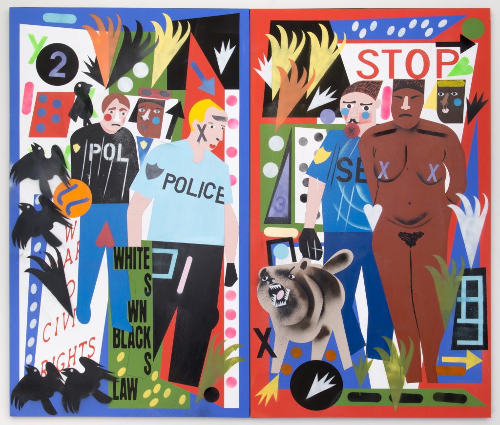 Nina Chanel Abney's "Who," 2015, at Night Gallery (Courtesy the artist and Jack Shainman Gallery, NYC)