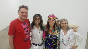 Gallerist Liliana Bloch (second from left) and her posse: artist Shawn Mayer, this scribe, and Houston dealer Yvonamor Palix.