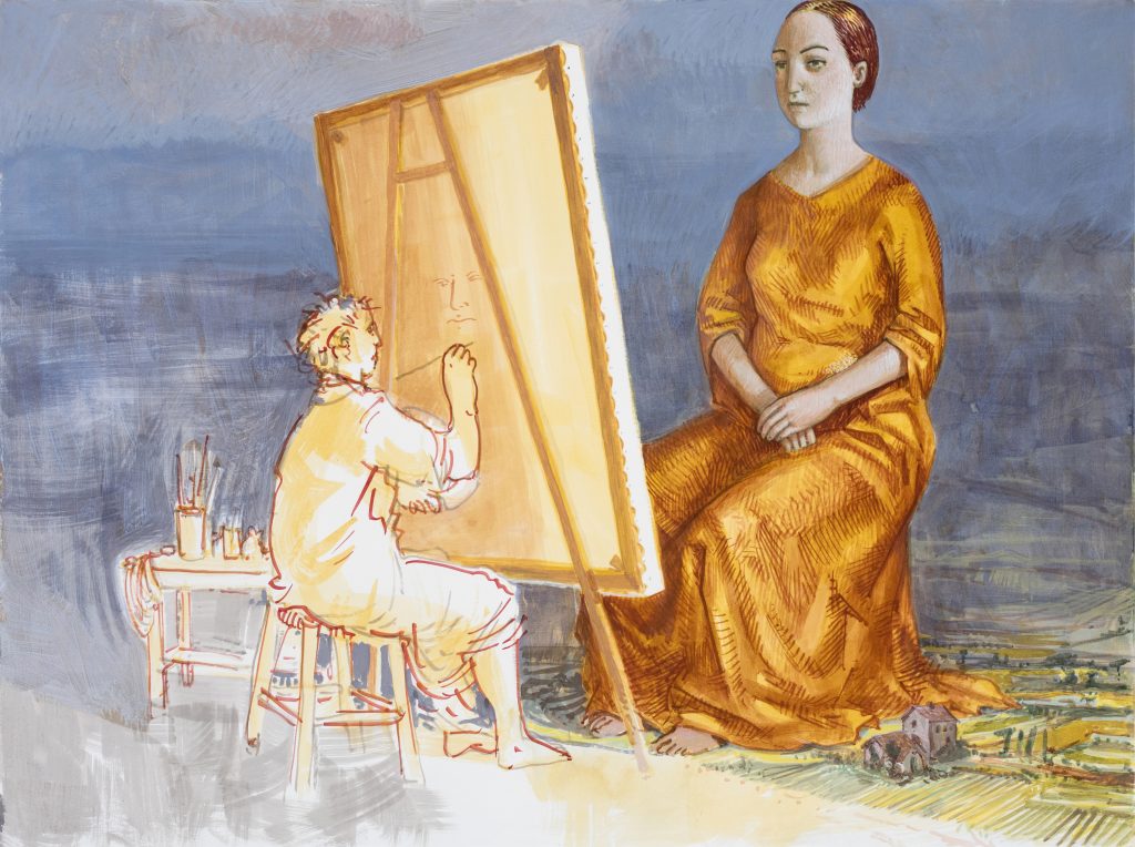 Barnaby Fitzgerald's "Through the Picture Plane," egg tempera on birch panel, 2017