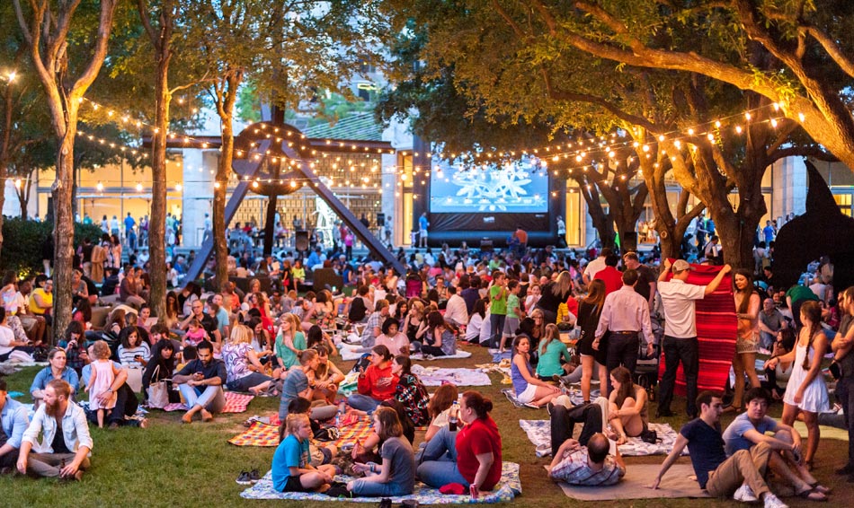The Nasher's beautiful gardens are even better after dark. 