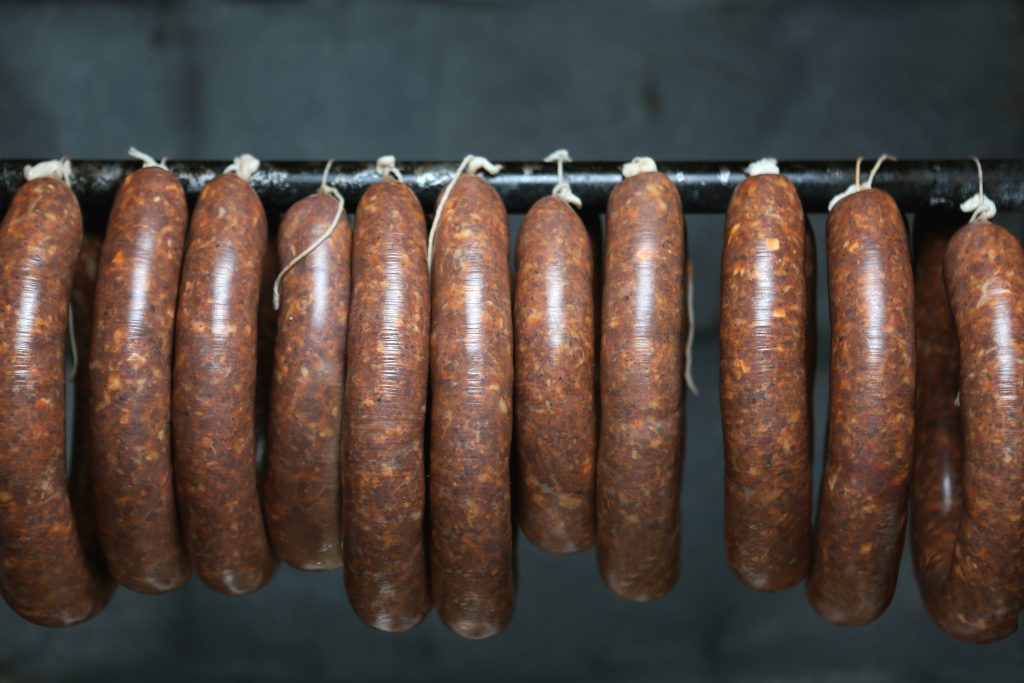 House-cured sausage is preserved in-house at Bacon Bros. 