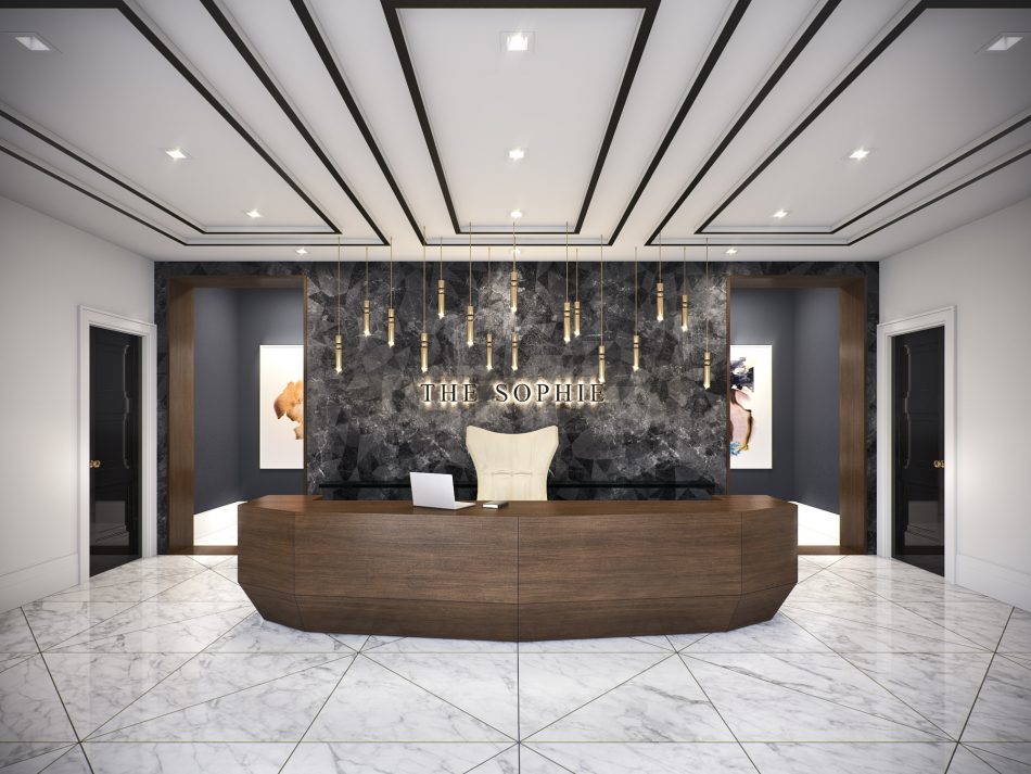 The Sophie lobby isn't shy about announcing itself.