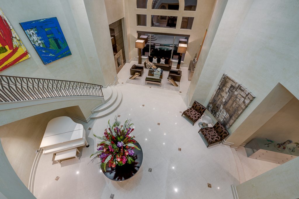 Italian marble floors add elegance to the stately home. 