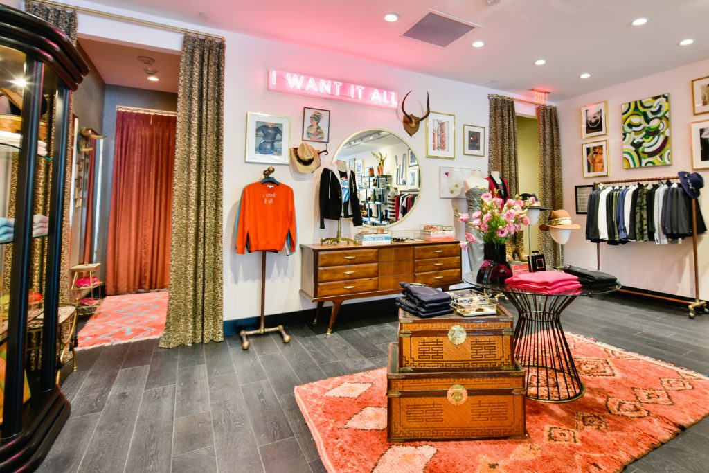 The Highland Park Village boutique is decorated with locally sourced furniture and art. 