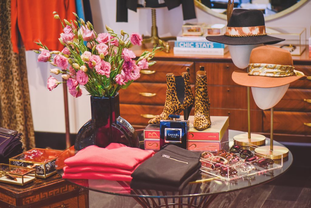 The store offers a selection of third party accessories, jewelry, and beauty products. 