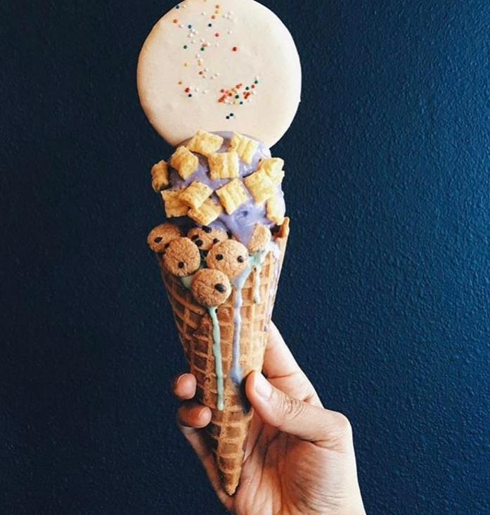 Add a macaron to your ice cream cone at Stacked.