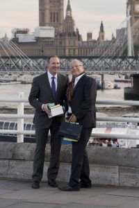 ENGAGEMENT 2 Beau Miller, Patrick Summers engaged on London Bridge (Photo by Priscilla Dickson, Wilson Parish)