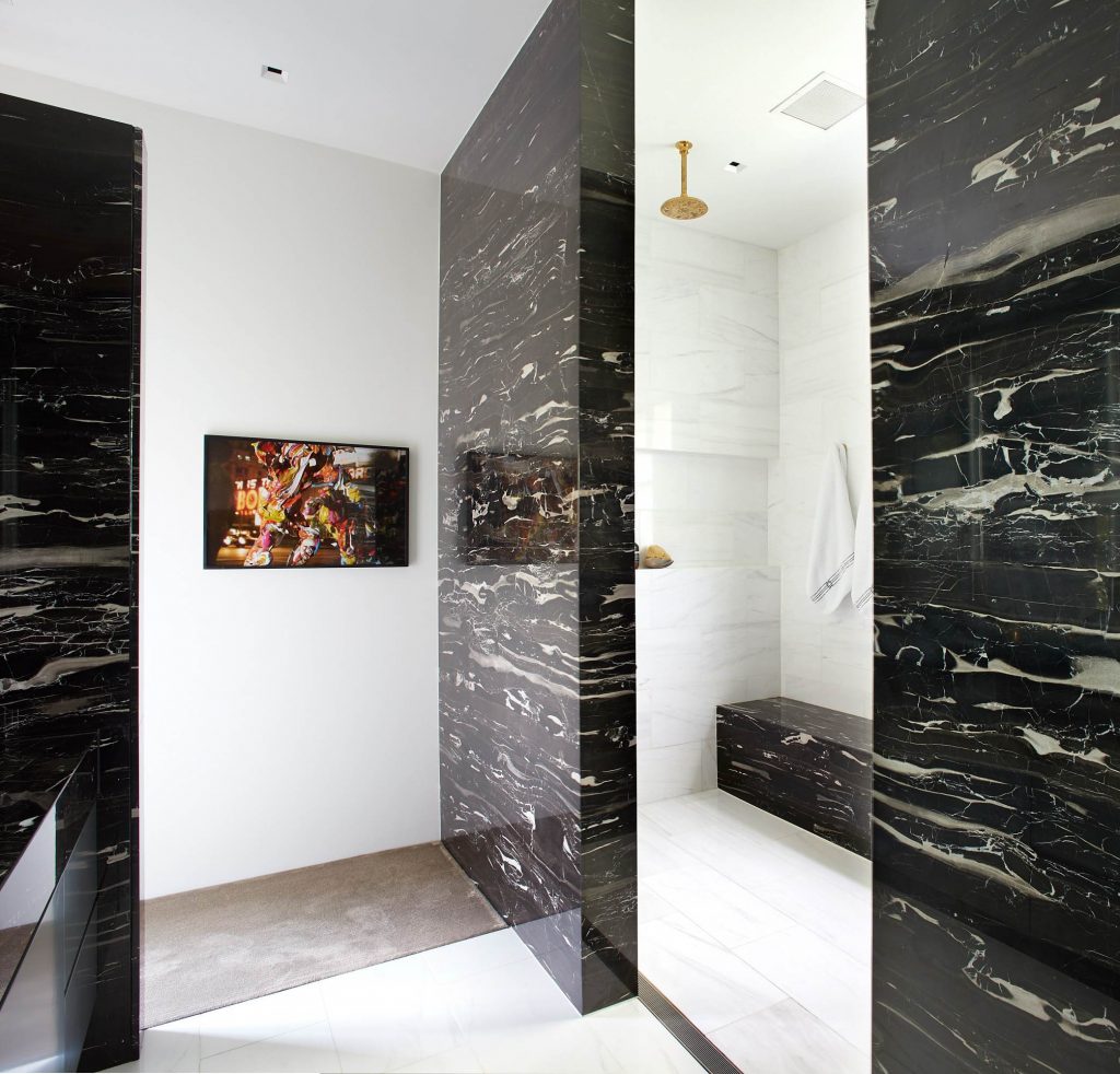 Porto black marble was one of the first purchases for the house. (photo by Lisa Petrole)