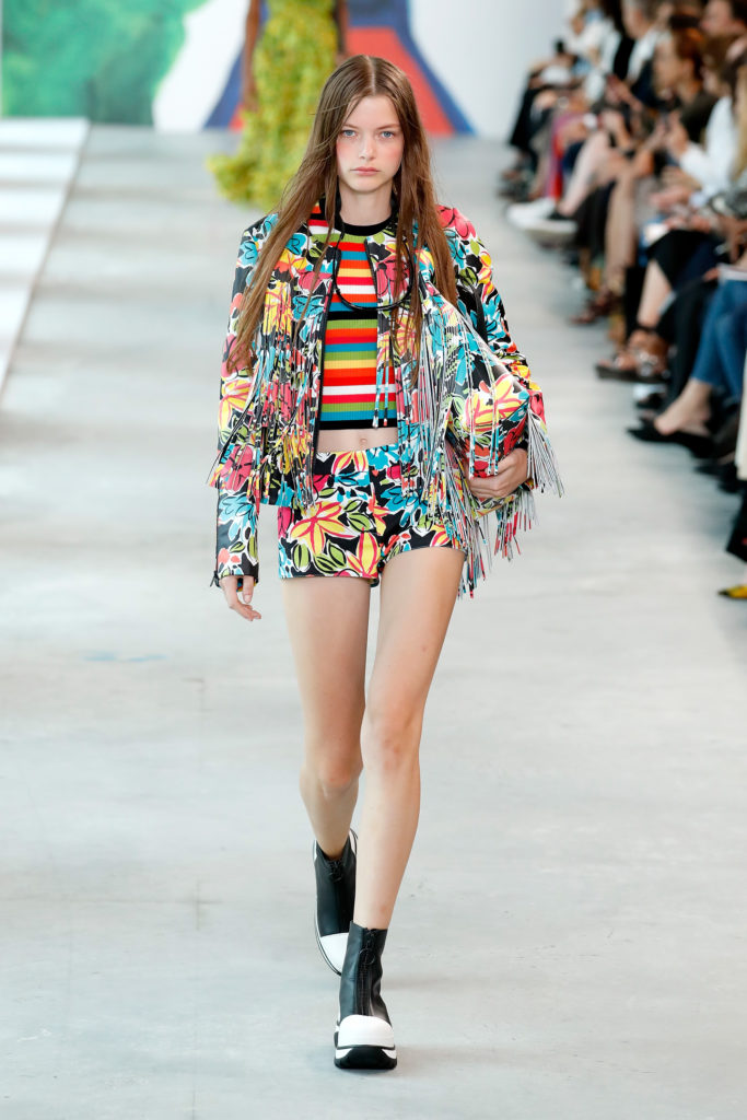 NEW YORK, NY - SEPTEMBER 12:  A model walks the runway during the Michael Kors Collection Spring 2019 Runway Show at Pier 17 on September 12, 2018 in New York City.  (Photo by JP Yim/Getty Images for Michael Kors)