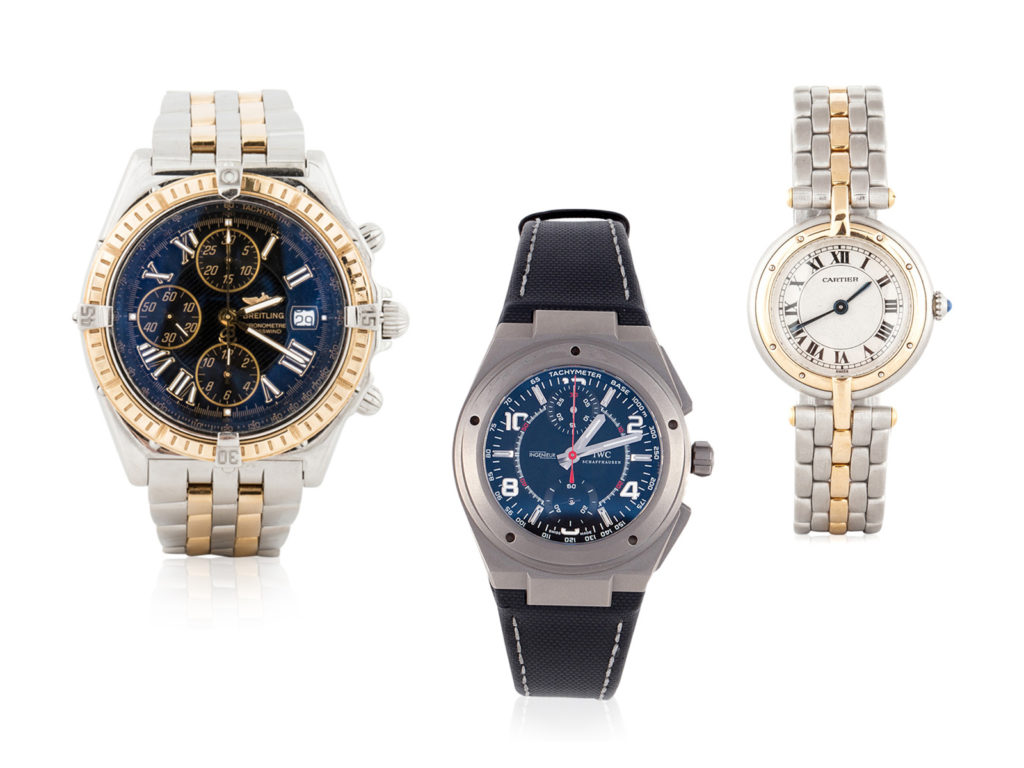 Fine watches for men and women under $5000, featuring Breitling, IWC and Cartier