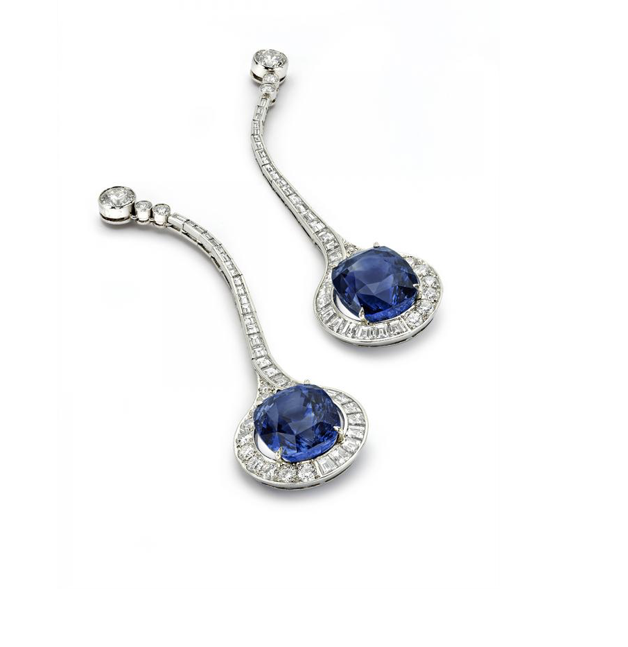 High Jewelry Sapphire Earrings with dreamy cushion cut sapphires, price on request. 