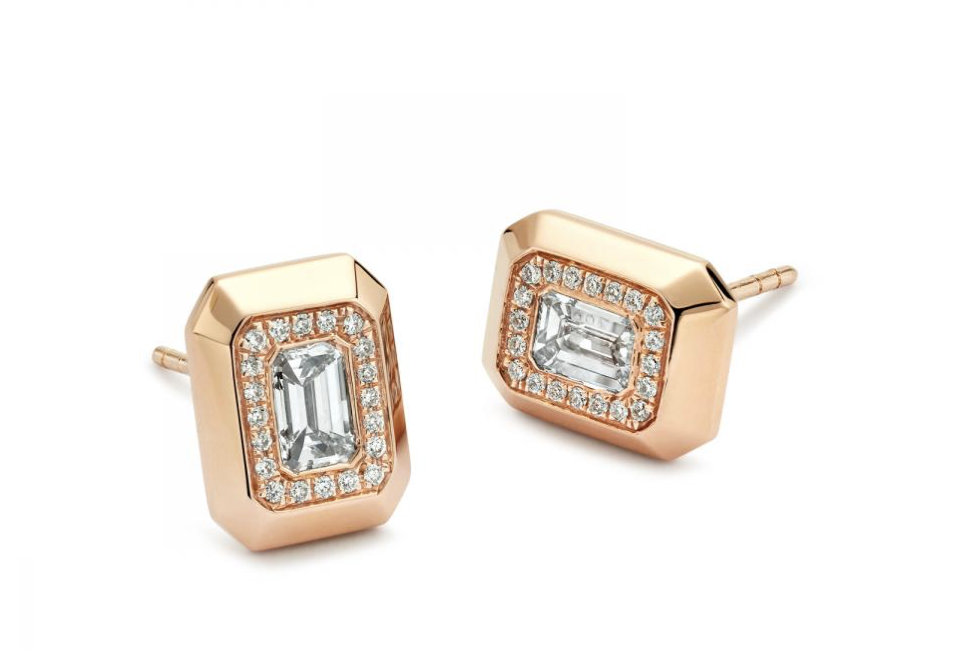 Signataire Earrings with de Boulle hallmark with diamonds in 18K rose gold, $5,100. 