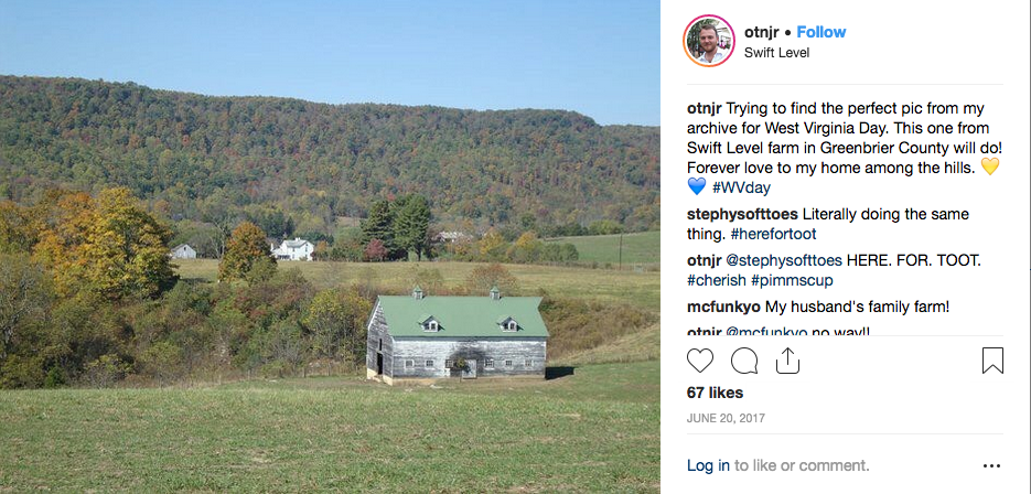 Parting shot: the sylvan beauty of the Mountaineer State, as captured on the author's Instagram. (via @otnjr)