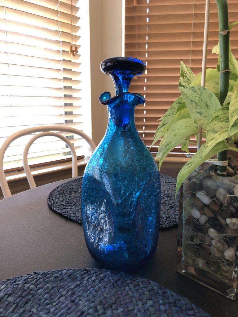 This sparkling cobalt blue Blenko Glass decanter represents another famous West Virginia export.