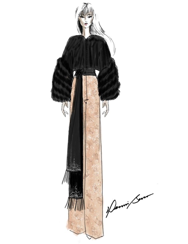 Dennis Basso sketch for New York Fashion Week