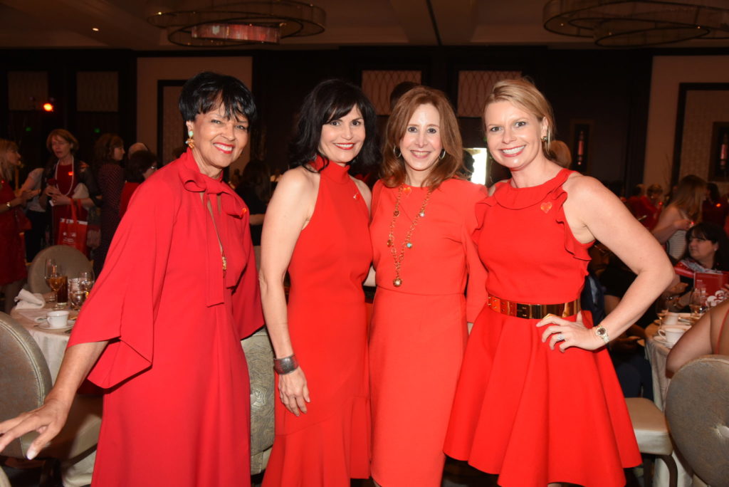 Gayla Gardner, Denise Castillo-Rhodes, Vicki West, Valerie Dieterich at the American Heart Association Go Red for Women luncheon.