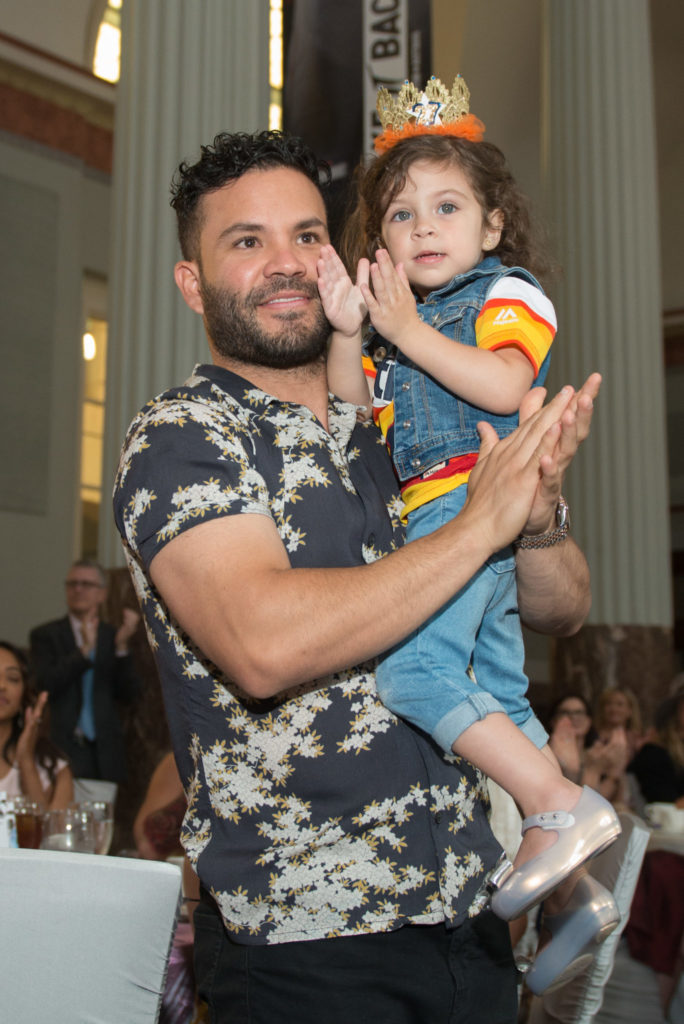 Jose Altuve and daughter Melanie at the Astros Foundation Safe at Home luncheon. (Photo by Jacob Power)