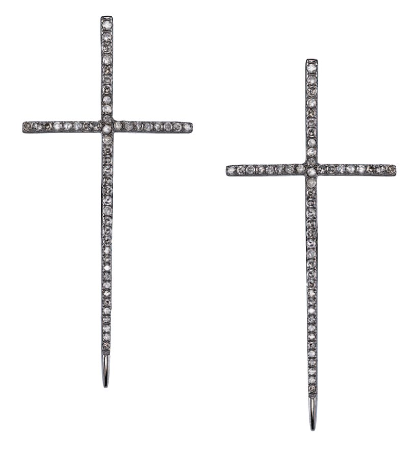 Spike Cross Pavé Diamond Earrings from Sheryl Lowe.