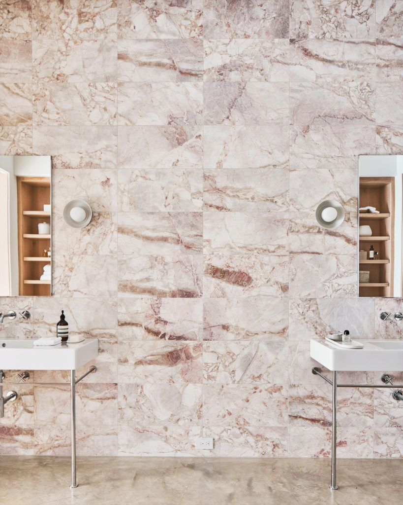 Sinks stationed outside a custome closet by Ornare. (Photo by Stephen Karlisch)