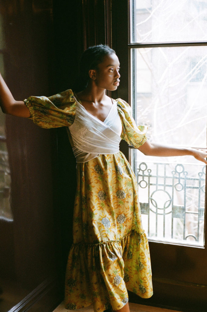Rentrayage floral dress with repurposed fabric at the bodice. (Photo courtesy of Rentrayage)