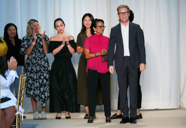 Adam Lippes and his staff take a bow at the end of his runway show. (Photo courtesy of Adam Lippes)