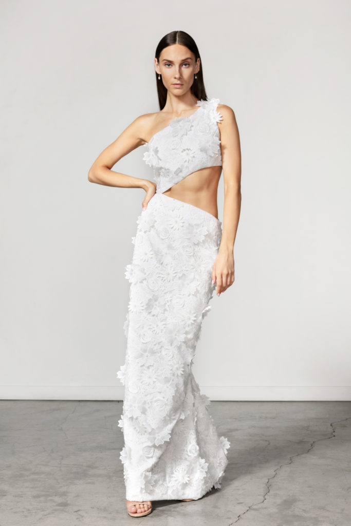 Catherine Regehr white gown with cut-out at the waist. (Photo courtesy of Catherine Regehr)